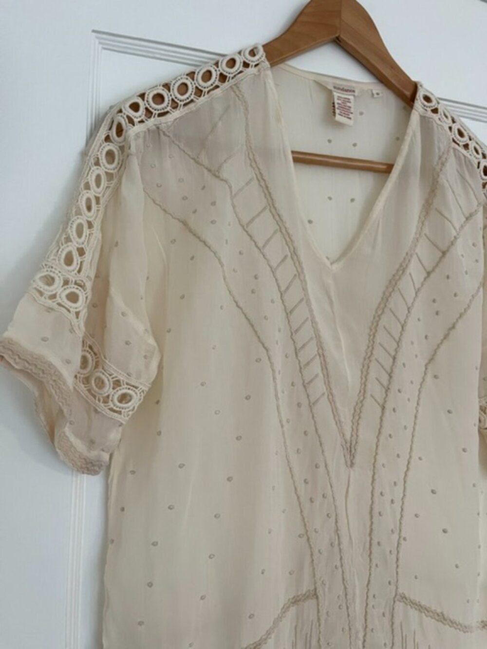 Sundance Swiss Dot Crochet Top in Ivory| Size Small - Picture 2 of 9